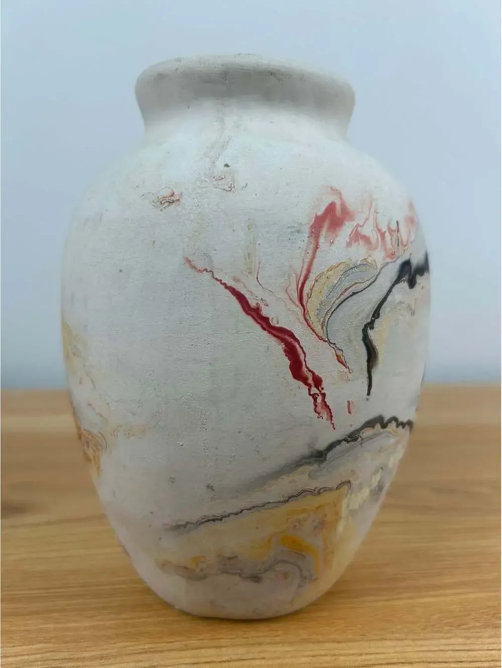 Nemadji Art Pottery Handcrafted Native American Red Black Line Pattern  7